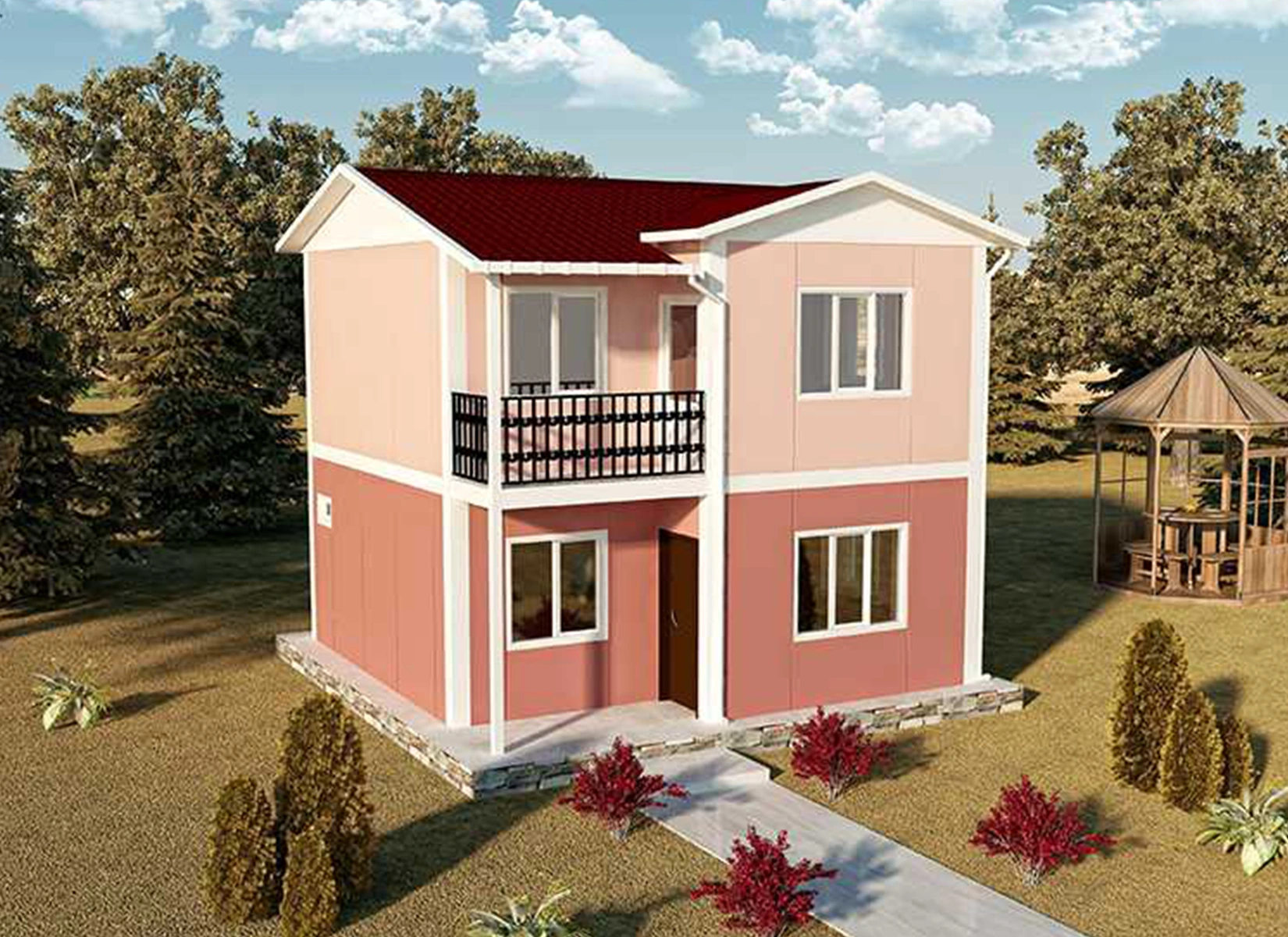 80 m² Çift Katlı Prefabrik Evler dincerler prefabrik ev ve güneş enerji sistemleri- Edirne-Keşan